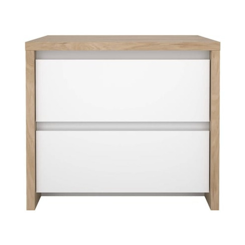 Mesa de Cabeceira TVILUM Lamego 2 Gavetas 51.6 x 48.1 x 45.4 cm - Branco e Carva