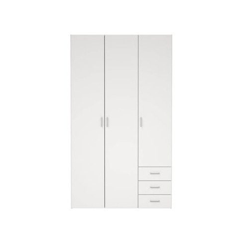 Roupeiro TVILUM Lisboa 3 Portas + 3 Gavetas (115.8 x 49.5 x 200.4 cm - Branco)