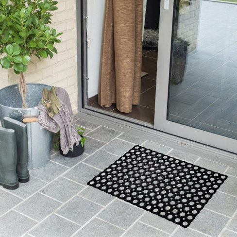 Tapete de entrada INSPIRE FLAVIO BORRACHA 40X60CM PRETO