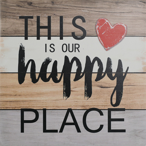 Quadro de madeira INSPIRE NOSSO HAPPY PLACE 30X30CM