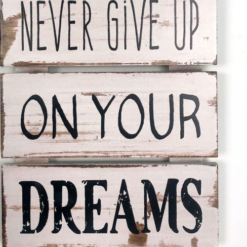 Quadro de madeira INSPIRE NEVER GIVE UP 16X20CM