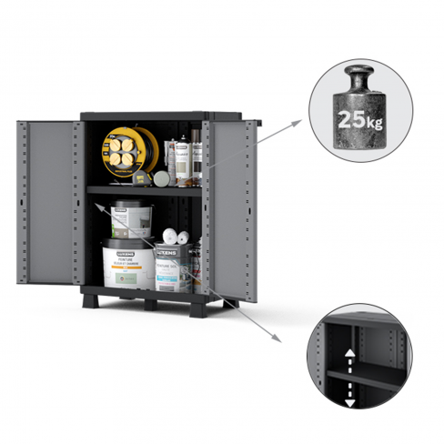 Arm&aacute;rio em PVC baixo interior cinza 91,5x68x39 cm Spaceo Gary