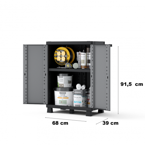 Arm&aacute;rio em PVC baixo interior cinza 91,5x68x39 cm Spaceo Gary