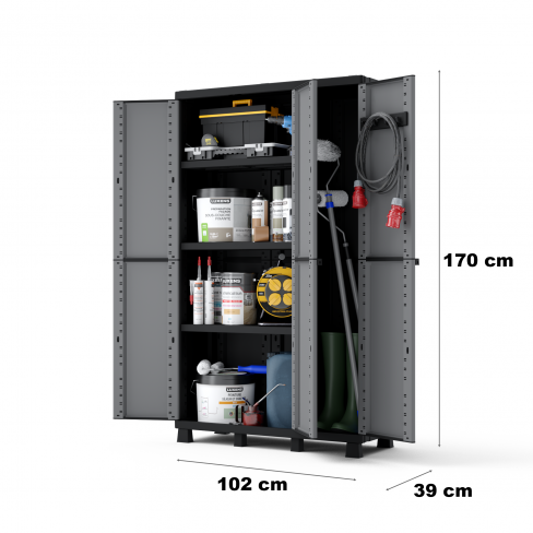 Armário em PVC alto interior cinza 170x102x39 cm Spaceo Gary