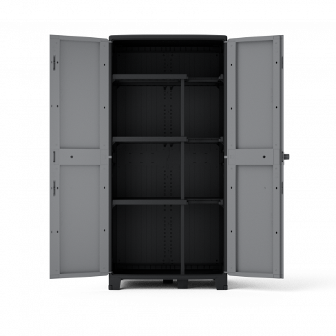 Armário em PVC alto exterior preto cinza 180x85x52 cm Spaceo Wendy