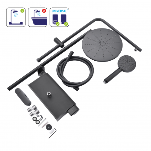Conjunto de duche com torneira preto Sensea Easy