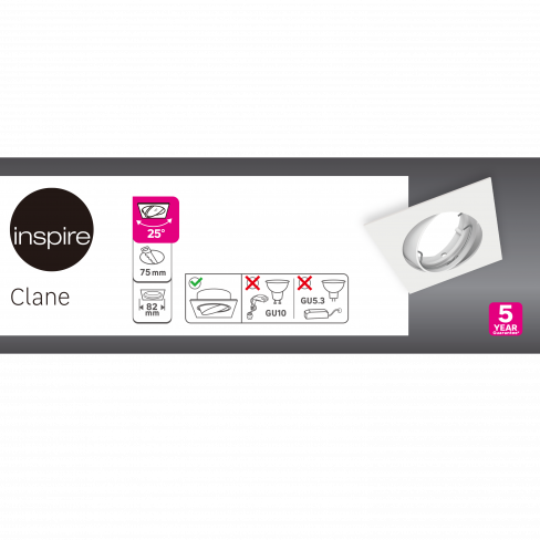 Foco de encastrar INSPIRE CLANE LED QUADRADO GU10 50W