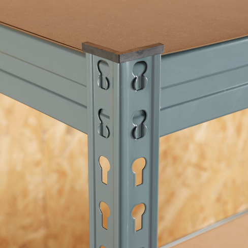 Estante metálica cinza 4 prateleiras madeira 190x150x60 cm 300 kg Spaceo