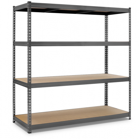 Estante metálica cinza 4 prateleiras madeira 180x180x60 cm 400 kg Spaceo