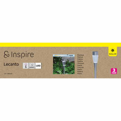 Baliza solarar Lecanto 6500K ip44 prateado Inspire