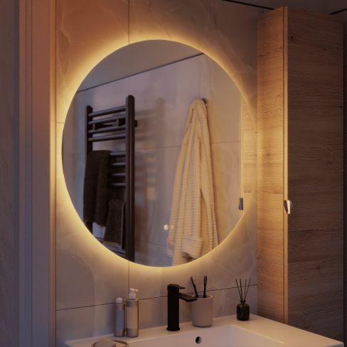 Espelho com iluminação led 80 cm prateado Sensea Modern