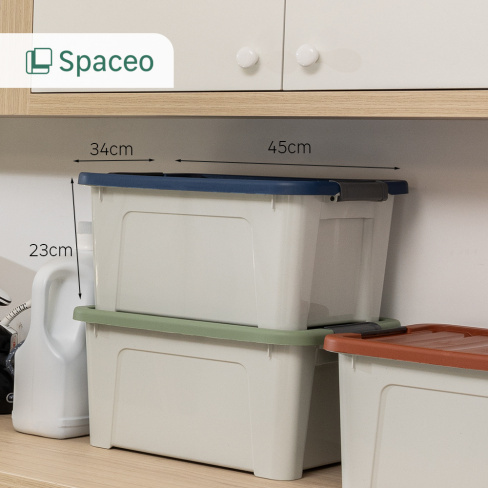 Conjunto 3 caixas de arrumação PVC multicor 24L 45x34x23 cm Spaceo