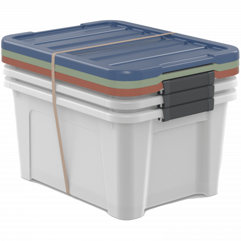 Conjunto 3 caixas de arrumação PVC multicor 24L 45x34x23 cm Spaceo