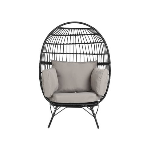 Poltrona de Jardim ITEM Rotim Sintético (99 x 71 x 147 cm - Preto Cinzento Meta