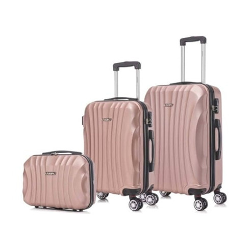 Conjunto de 3 Malas de Viagem RAYKONG Rosa Dourado necessaire/cabine/média (29/