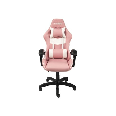 CADEIRA GAMING KUBO ROSA E BRANCA (Até 130 kg - Elevador a Gás Classe 3)