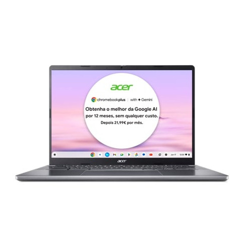 Portátil ACER Chromebook Plus 514 CB514-3H com Google AI (14" WUXGA - AMD Ryze