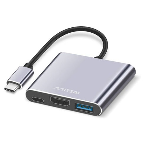 Adaptador MITSAI USB-C para HDMI + USB-C + USB 3.0
