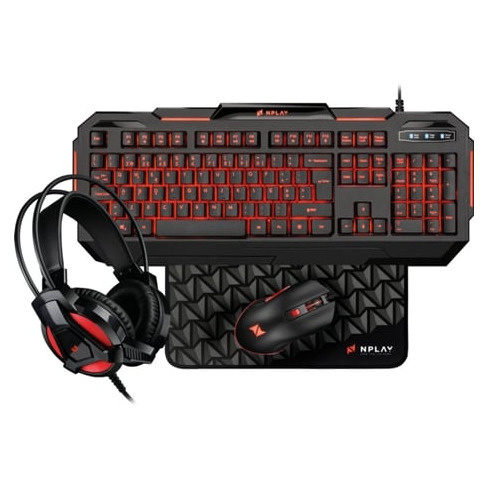 Bundle Gaming Nplay Dominate 6.0 Pt (Teclado + Auscultadores + Rato + Tapete Gam