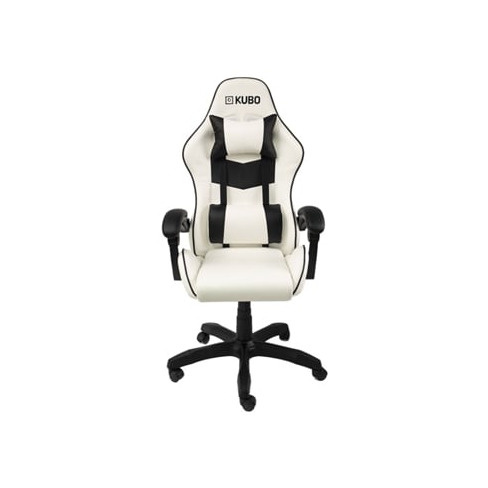 CADEIRA GAMING KUBO BRANCA E PRETA (Até 130 kg - Elevador a Gás Classe 3)