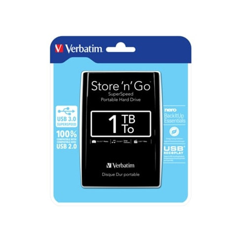 Disco Externo HDD VERBATIM Store 'n' Go (2.5'' - 1TB - Preto)