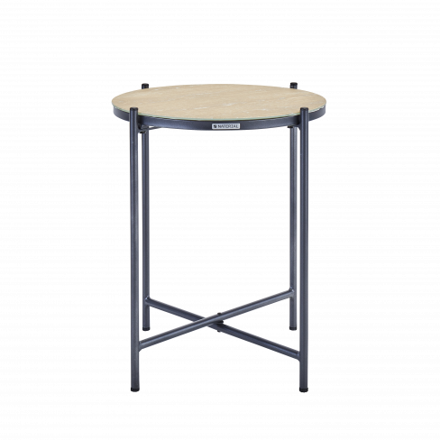 Mesa de metal e vidro NATERIAL MOBIS D43X53CM MADEIRA
