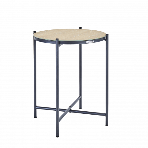 Mesa de metal e vidro NATERIAL MOBIS D43X53CM MADEIRA