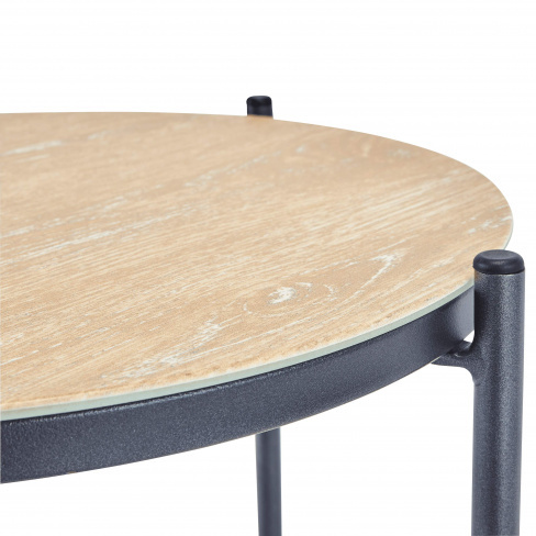 Mesa de metal e vidro NATERIAL MOBIS D43X53CM MADEIRA