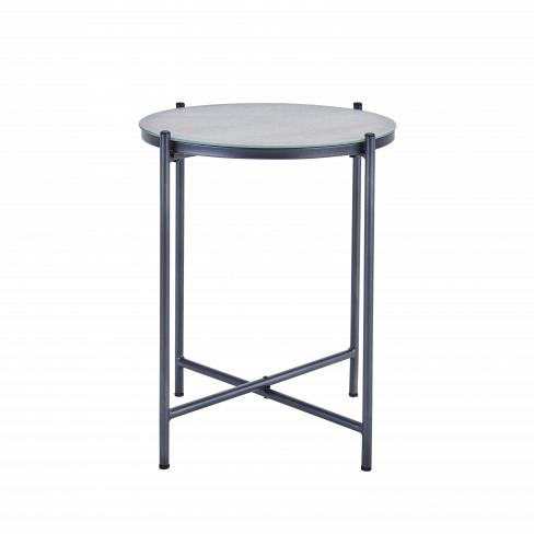 Mesa de metal e vidro NATERIAL MOBIS D43X53CM BETÃO