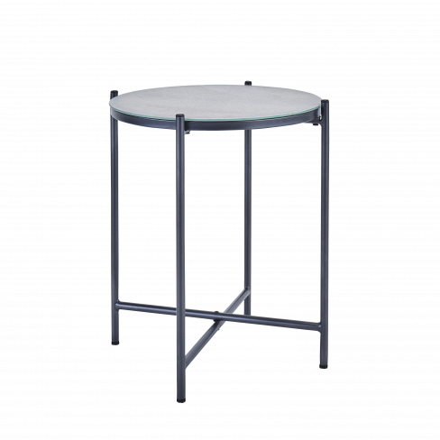 Mesa de metal e vidro NATERIAL MOBIS D43X53CM BETÃO