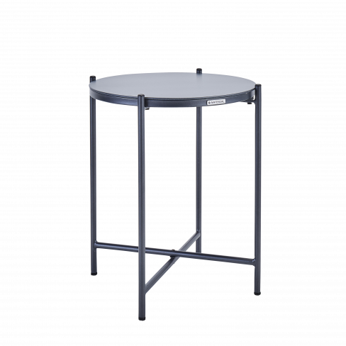 Mesa de metal e vidro NATERIAL MOBIS D43X53CM CINZA ESCURO