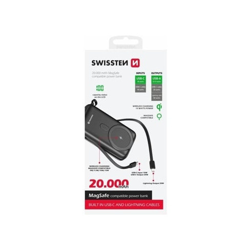 Powerbank SWISSTEN Magsafe 20.000 Mah com Cabo