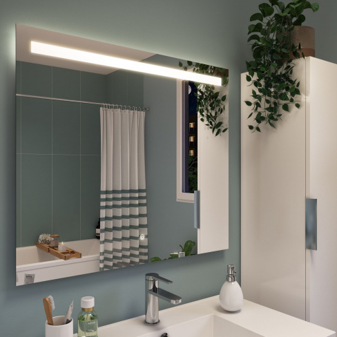 Espelho 80x70 cm iluminação led prateado