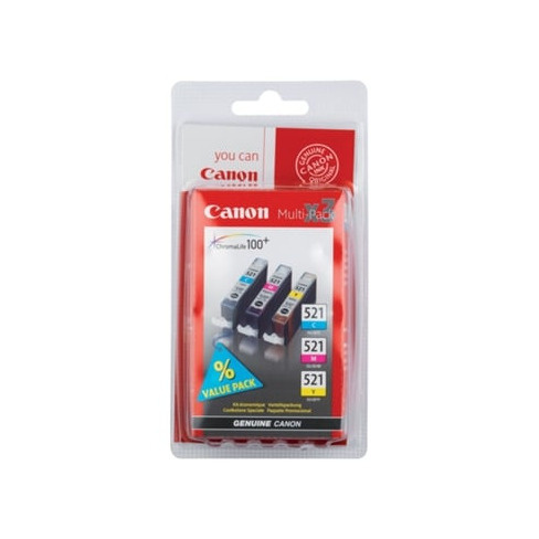 Pack 3 Tinteiros CANON CLI-521 Cores (2934B007)