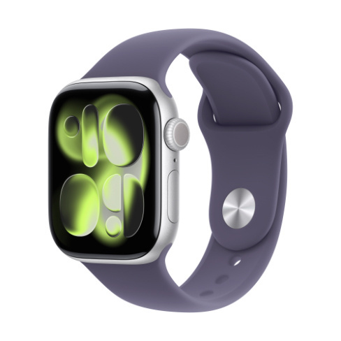 Apple Watch Series 11 GPS+Cellular prateado + Bracelete desportiva roxo névoa