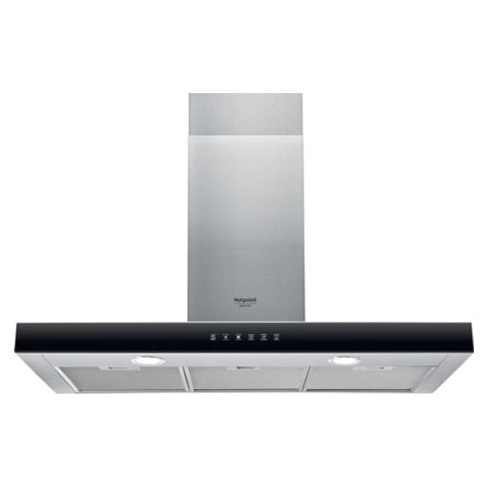 Exaustor HOTPOINT HHBS 9.8F LT X/1 (420 m3/h - 89,8 cm - Painel Preto)
