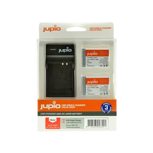 Kit Carregador JUPIO USB e 2 Baterias NB-13L
