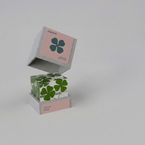 Momento - Pisa pap&eacute;is FlowerCube (trevo de quatro folhas)