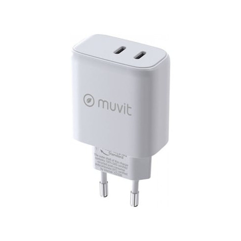 Carregador De Parede MUVIT FOR CHANG USB-C + USB-C (Pd 45W + Pd 20W Branco)