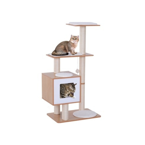 Árvore Arranhadora para Gatos MDF, Sisal cor Marrón 71.5x49.5x120 cm PAWHUT