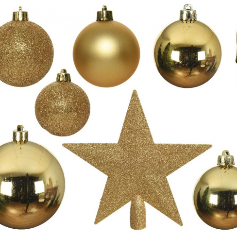 Conjunto de 33 enfeites de natal dourado
