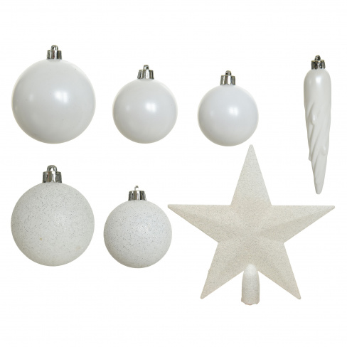 Conjunto de 33 enfeites de natal branco