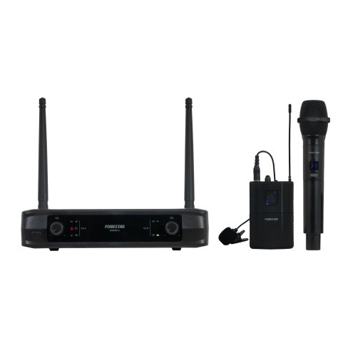 Microfone Wireless Duplo de M&atilde;o e Petaca UHF/ Inclui Receptor FONESTAR Sonair-2