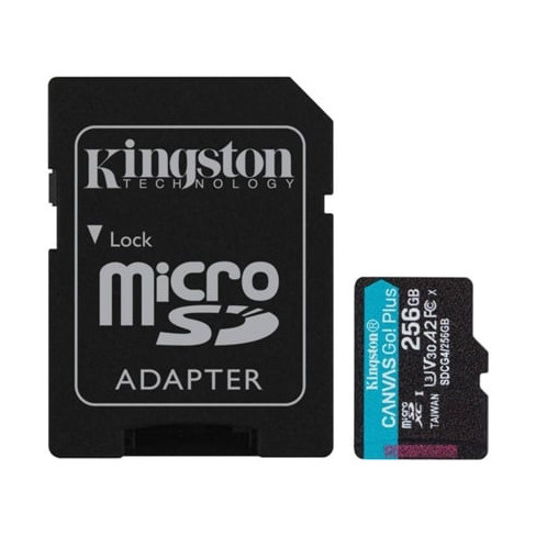 Cart&atilde;o de Mem&oacute;ria KINGSTON Micro MSDXC Canvas Go+ G4 256G +Adaptador