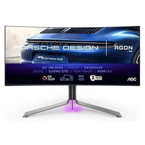 Monitor Gaming  Curvo Porsche Design AOC PD34 (34'' - WQHD - 240 Hz - 0,03ms -