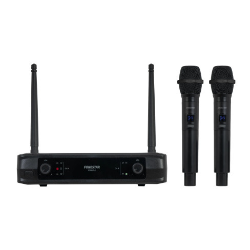 Microfone Wireless Duplo de M&atilde;o UHF/ Inclui Receptor FONESTAR Sonair-2M