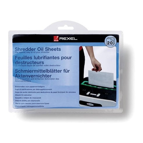 Folhas lubrificantes para Destruidora REXEL (20 unidades)