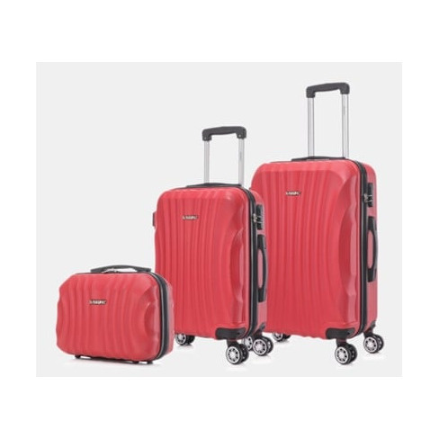 Conjunto de 3 Malas de Viagem RAYKONG (29/55/68 cm  - 16.84/45/76.5L - Vermelho)