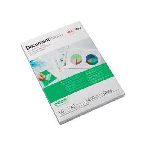 Bolsas de Plastifica&ccedil;&atilde;o GBC Document Pouch 2x250mic (50 un - A3)